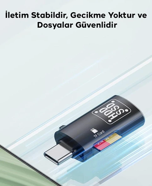 Polham 2in1 Type C To TF Kart ve USB Çevirici OTG Adaptör, Şarj ve Data Aktarım OTG Çeviricisi, Yüksek Hızlı - 3