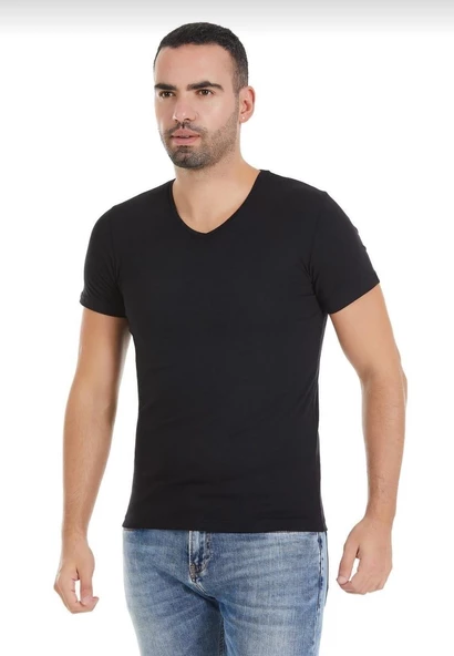 YILDIZ 151 ERKEK MODAL V YAKA KISA KOL ATLET 3 ADET - 1