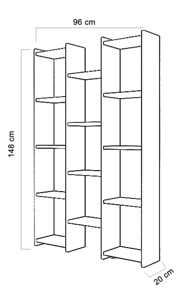 Moonlife Tokyo Dekoratif Kitaplık Siyah - Resim 4