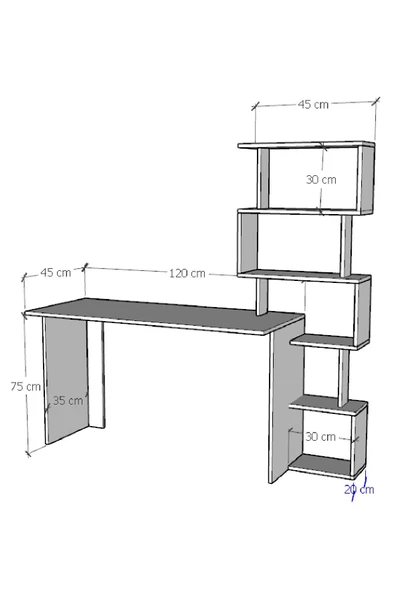 Moonlife Yakamoz Kitaplıklı Çalışma Masası Beyaz - 8