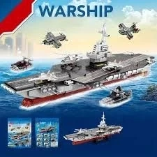 Uçak Gemisi Lego Yapı Blokları Seti 546 Parça 6-8 Yaş Donanma Savaş Gemisi Modeli Kit - 3