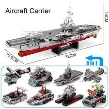 Uçak Gemisi Lego Yapı Blokları Seti 546 Parça 6-8 Yaş Donanma Savaş Gemisi Modeli Kit - 2