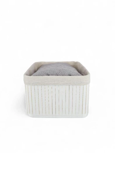 Digithome Bambu Çok Amaçlı Saklama Kutusu Düzenleyici Orta Boy Organizer Beyaz 20 Cm - CL-6010-4 C1-1-121 - 3