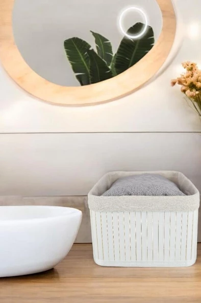 Digithome Bambu Çok Amaçlı Saklama Kutusu Düzenleyici Orta Boy Organizer Beyaz 20 Cm - CL-6010-4 C1-1-121 - 2