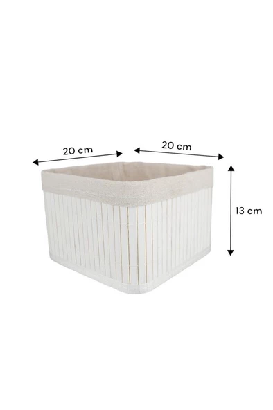 Digithome Bambu Çok Amaçlı Saklama Kutusu Düzenleyici Orta Boy Organizer Beyaz 20 Cm - CL-6010-4 C1-1-121 - 4