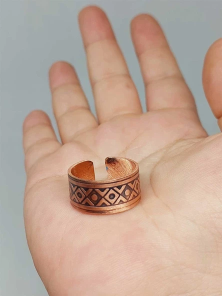 Motifli Bakır Yüzük (Ayarlanabilir) (52788) - Resim 3