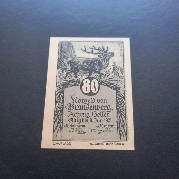 Escoines Koleksiyon 1921 Almanya 80 Heller - Brandenburg Notgeld ÇİL kağıt para - 3996366b64d5eb0bfe