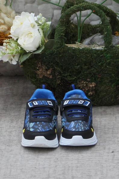 Fort 0771 Siyah Saks Figürlü Hafif Taban Işıklı Erkek Çocuk Ayakkabı - Resim 2