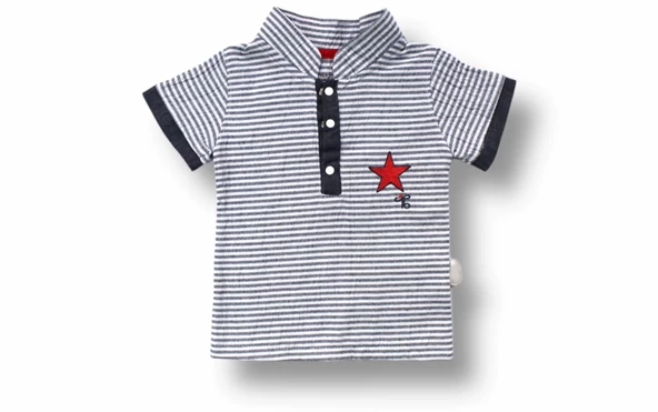 Vip Yaka Şapkalı Kısa Kollu Sweat 3lü Erkek Bebek Takımı Gri - Resim 2