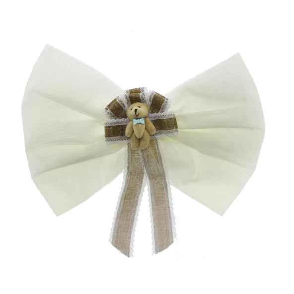 40x30cm Ayıcık Süslü Kumaş Büyük Fiyonk Yatak Başı - Resim 2