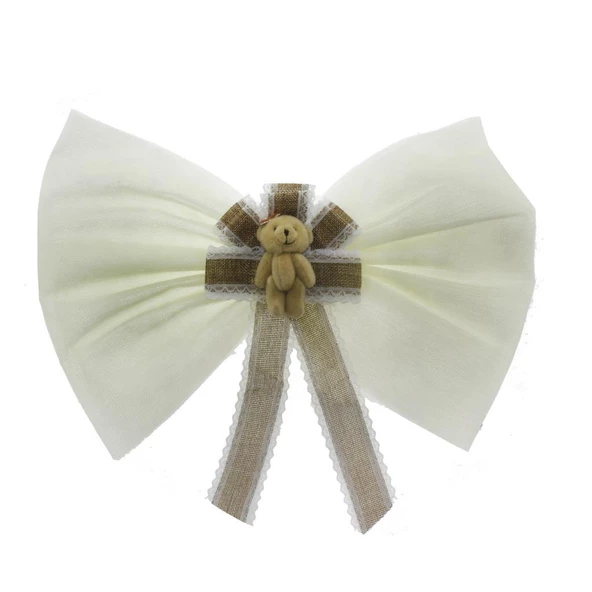 40x30cm Ayıcık Süslü Kumaş Büyük Fiyonk Yatak Başı - Resim 3