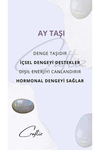 Ay Taşı Kolye - Çelik Zincirli, Doğal Işıltı ve Ruhsal Dengenin Simgesi - 3