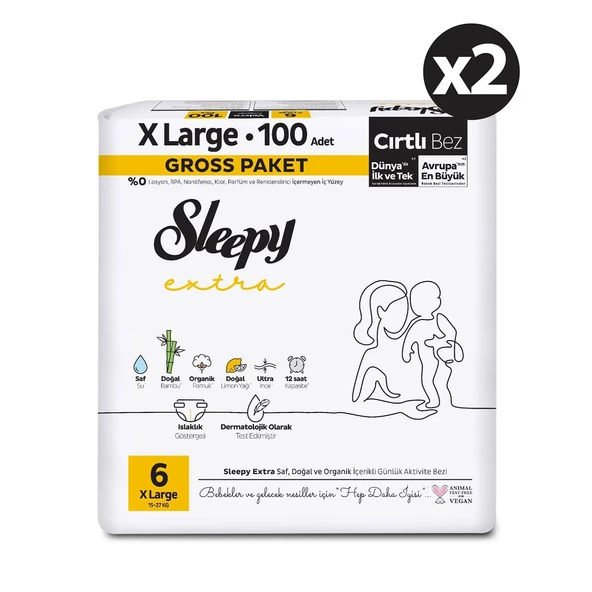 Sleepy Extra Günlük Aktivite Gross Paket Bebek Bezi 6 Numara Xlarge 200 Adet - Resim 2