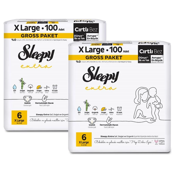 Sleepy Extra Günlük Aktivite Gross Paket Bebek Bezi 6 Numara Xlarge 200 Adet - Resim 3