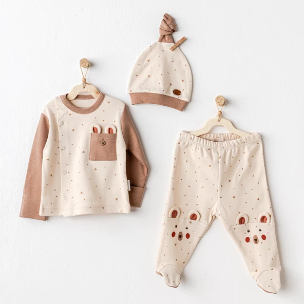 Bebek Zıbın Takım 3'lü Side Snap Set Adventurous Bear AC25025