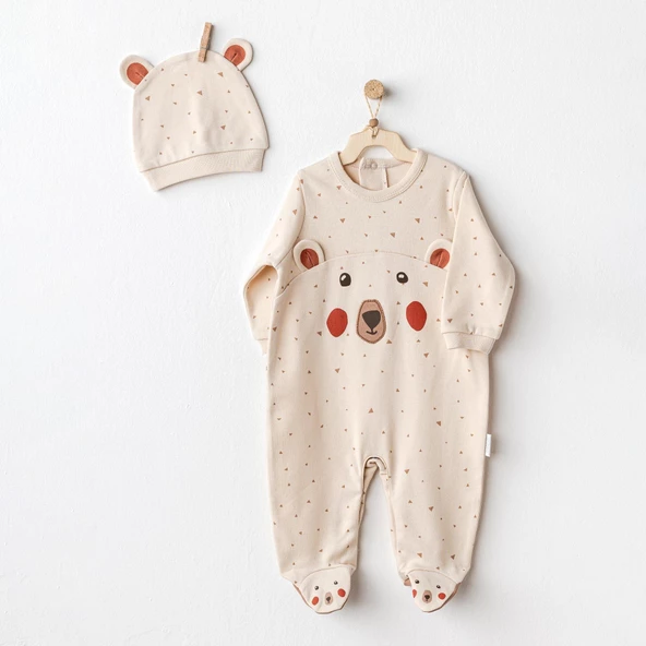 Erkek Bebek Tulum Takım Romper Hat Set Adventurous Bear AC25023