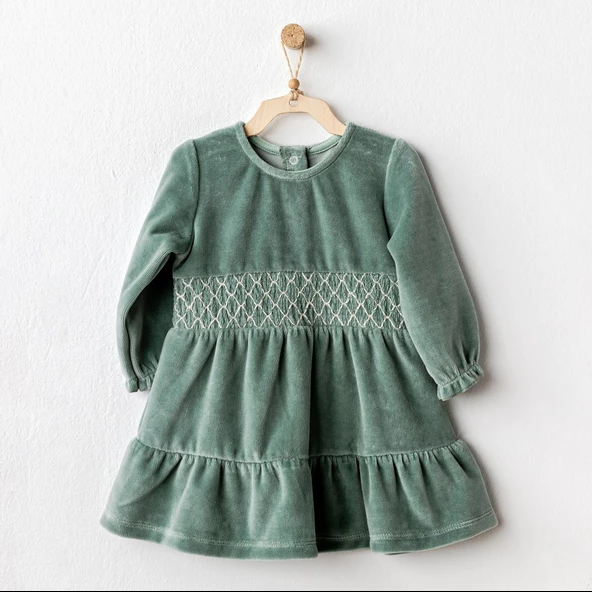 Kız Bebek Elbise Dress Velvet Cute Bear Friends AC25136 - 3