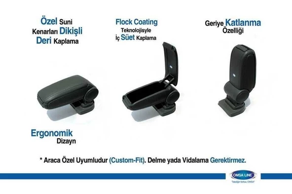 OMSA Peugeot 208 Siyah Kol Dayama - Kolçak 2012-2019 Arası - Resim 3
