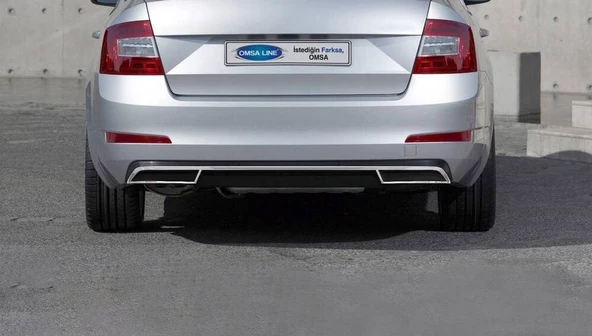 OMSA Skoda Octavia A7 Krom Egzoz Ucu Arka Difüzör 3 Parça 2013-2019 Arası ürün görseli 1
