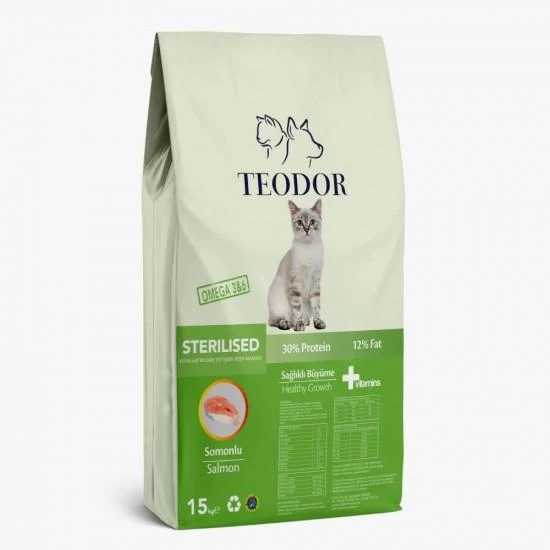 Teodor Sterilised Kısırlaştırılmış Yetişkin Kedi Maması Somonlu 15 kg