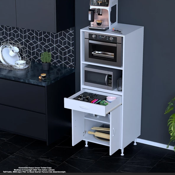 Modilayn BİRCE LİNA M-60 x 162,4 x 48 cm Çekmeceli Çok Amaçlı Fırın ve Banyo & Mutfak Dolabı