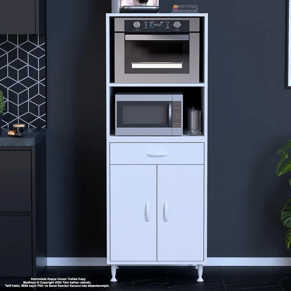 Modilayn BİRCE LİNA M-60 x 162,4 x 48 cm Çekmeceli Çok Amaçlı Fırın ve Banyo & Mutfak Dolabı - 3