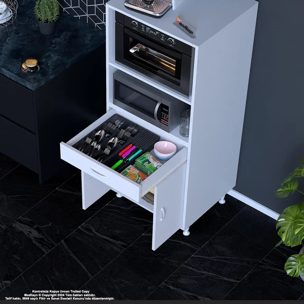 Modilayn BİRCE LİNA M-60 x 162,4 x 48 cm Çekmeceli Çok Amaçlı Fırın ve Banyo & Mutfak Dolabı - 2