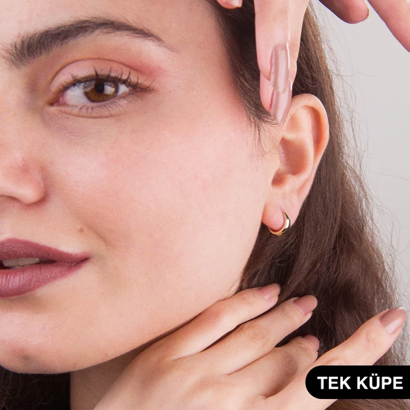 14 Ayar Altın Minik Tek Halka Küpe 0,85 gr - 3