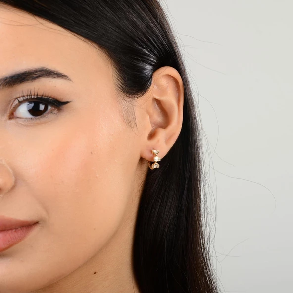 14 Ayar Baget Tek Hakla Altın Küpe 0,96 gr - 2