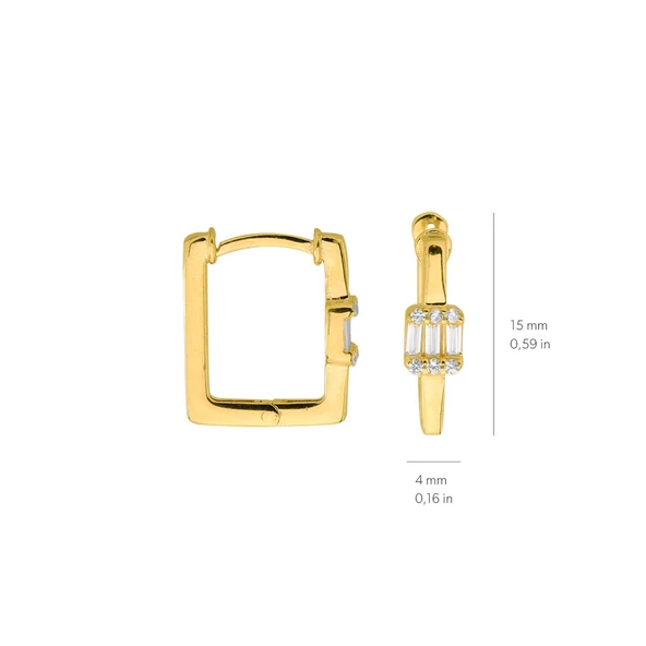 14 Ayar Modern Baget Tek Halka Altın Küpe 1,05 gr - 2