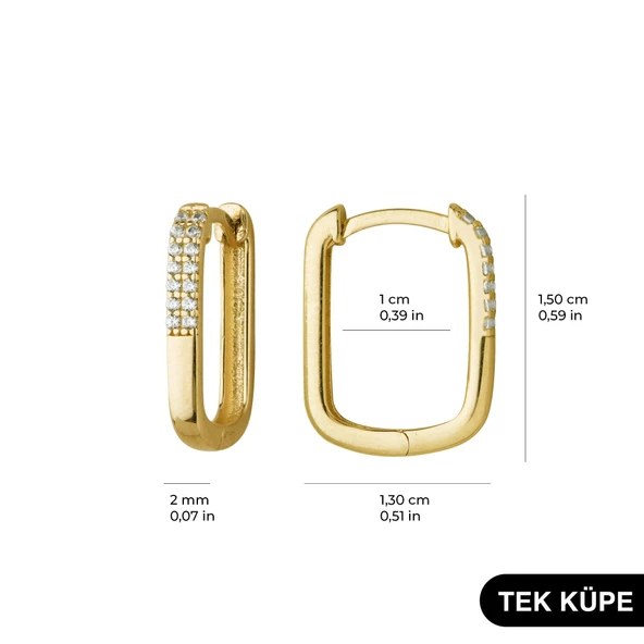 14 Ayar Modern Taşlı Tek Halka Altın Küpe 0,94 gr - 2