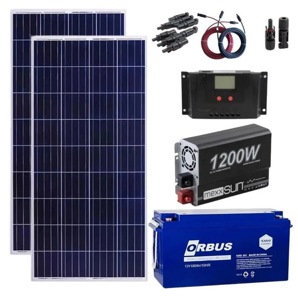 1200 Watt Tv Aydınlatma Bağ Evi Güneş Enerjisi 170w Solar Paket