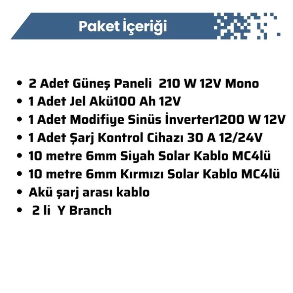 1200 Watt Tv Aydınlatma Bağ Evi Güneş Enerjisi 210w Solar Paket - 3