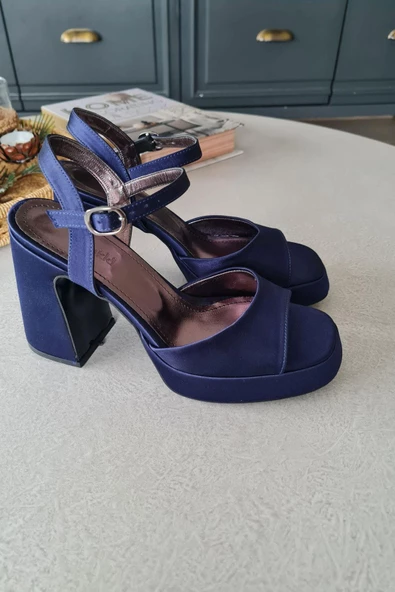 024 5000 Topukla Kadın Saten Platformlu 10 cm Abiye Ayakkabı - 8