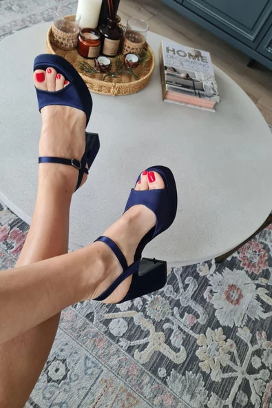 024 5000 Topukla Kadın Saten Platformlu 10 cm Abiye Ayakkabı - 7