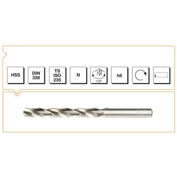 Makina Takım HSS DIN 338 Silindirik Saplı Kısa Taşlanmış Matkap Ucu 14.6mm-MTE B00007001460