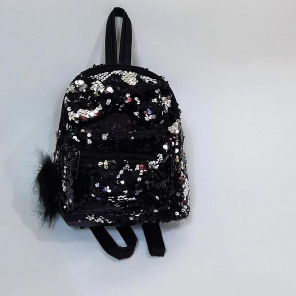 Fiyra crn Siyah Pullu Kız Çocuk Sırt Çantası (16cmx20cmx10cm) - 4