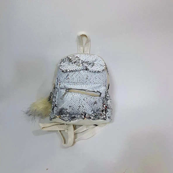 Fiyra crn Beyaz Pullu Kız Çocuk Sırt Çantası (16cmx20cmx10cm) - 7