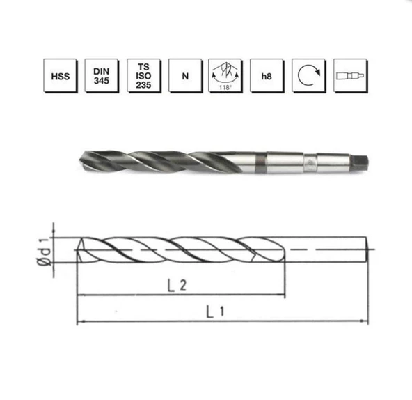 Makina Takım HSS DIN 345 RN Matkap Ucu 24.5mm - MTE B00004002450