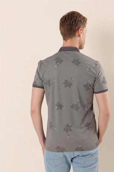 Siyah Kısa Kollu Baskılı Örme Pamuklu Casual Slim Fit Dar Kesim T-Shirt 1011230173 - Resim 6