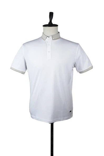 Beyaz Kısa Kol Merserize Polo Yaka Slim Fit Dar Kesim Casual T-Shirt 1011220109