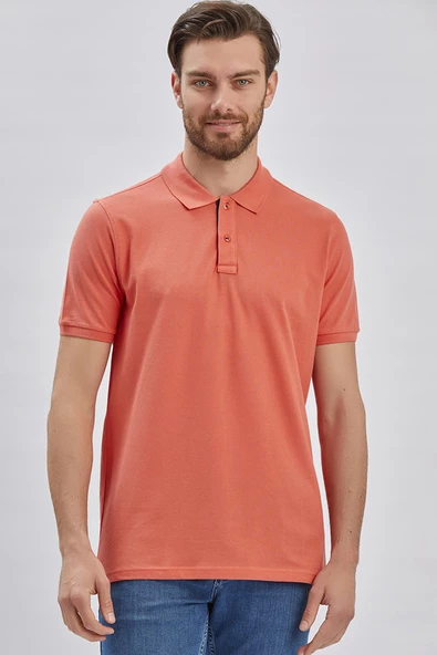 Pembe Pike Polo Yaka Garnili Pamuklu Likralı Casual Slim Fit Dar Kesim Tişört 1011240156 - Resim 4