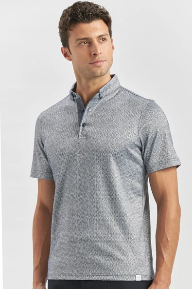 Koyu Lacivert Merserize Garnili Pamuklu Casual Slim Fit Tişört 1011240164