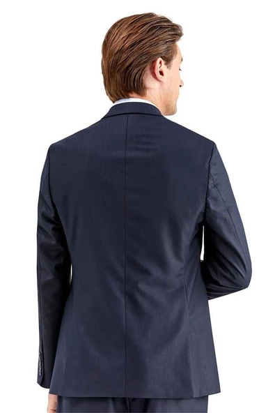 Lacivert Gabardin Kırlangıç Yaka Astarlı 6 Drop Slim Fit Dar Kesim Basic Takım Elbise 1001230011 - 4