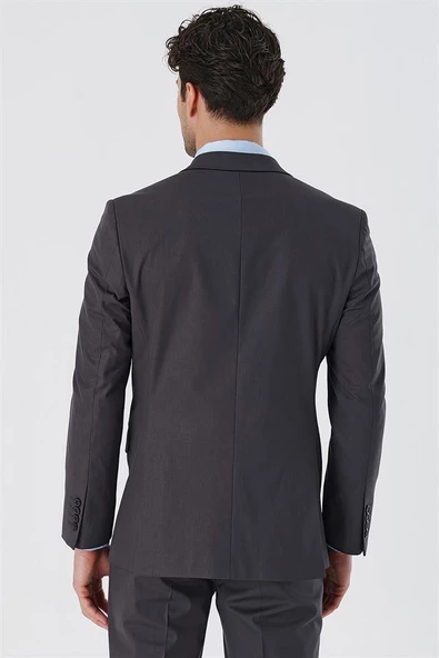 Açık Antrasit Kırlangıç Yaka Astarlı 6 Drop Comfort Fit Rahat Kesim Klasik Takım 1001230153 - Resim 7