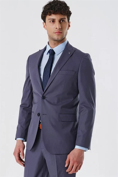 Açık Füme Kırlangıç Yaka Astarlı 6 Drop Comfort Fit Rahat Kesim Klasik Takım 1001230153 - 3