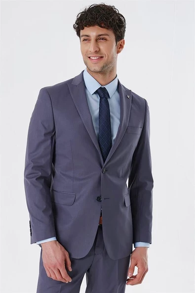 Açık Füme Kırlangıç Yaka Astarlı 6 Drop Comfort Fit Rahat Kesim Klasik Takım 1001230153
