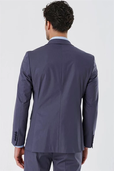 Açık Füme Kırlangıç Yaka Astarlı 6 Drop Comfort Fit Rahat Kesim Klasik Takım 1001230153 - 7