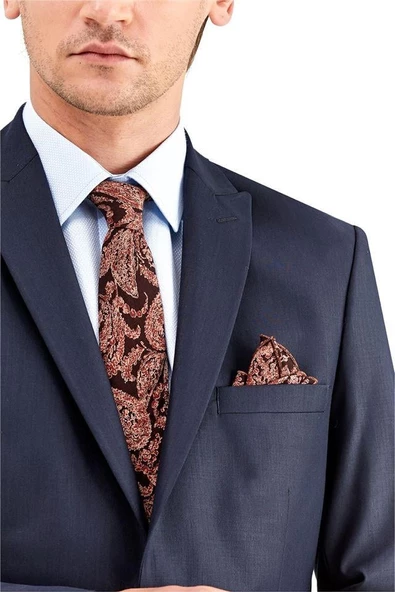 Lacivert Gabardin Kırlangıç Yaka Astarlı 6 Drop Slim Fit Dar Kesim Takım Elbise 1001225011 - Resim 3