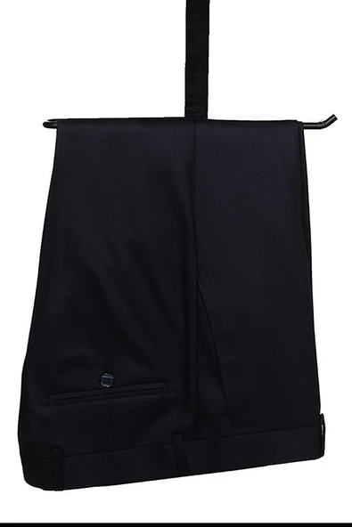 Koyu Lacivert Armürlü Mono Yaka Astarlı Yelekli 6 Drop Slim Fit Smokin Damatlık 1001215300 - Resim 4